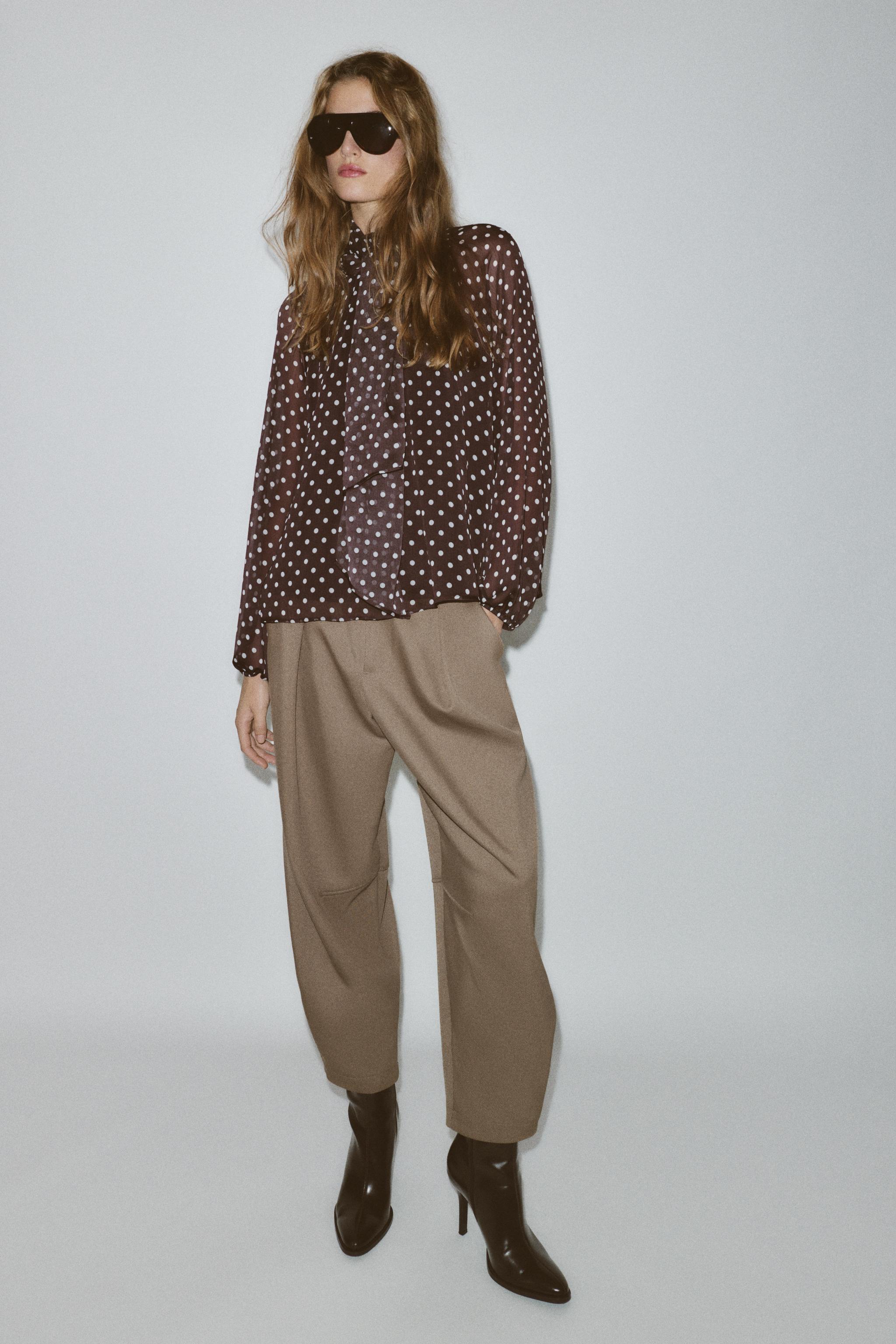 POLKA DOT TIE BLOUSE